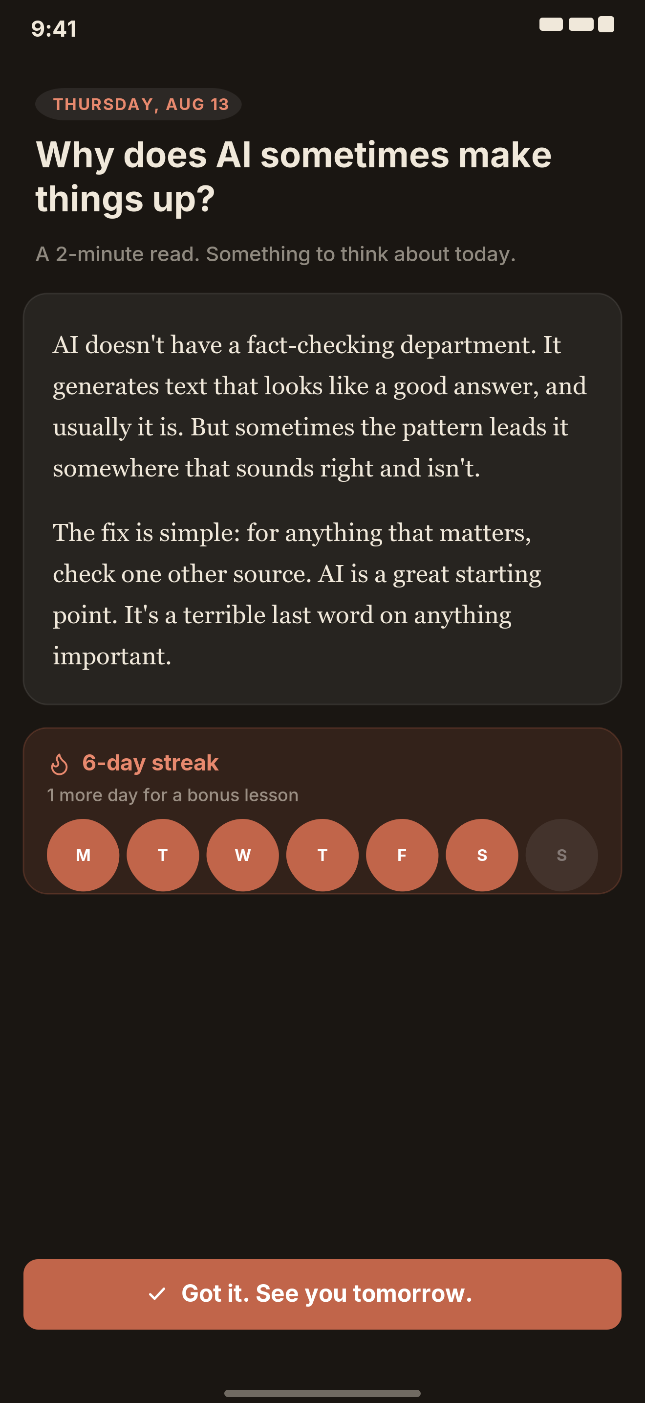 The Plainly daily moment screen